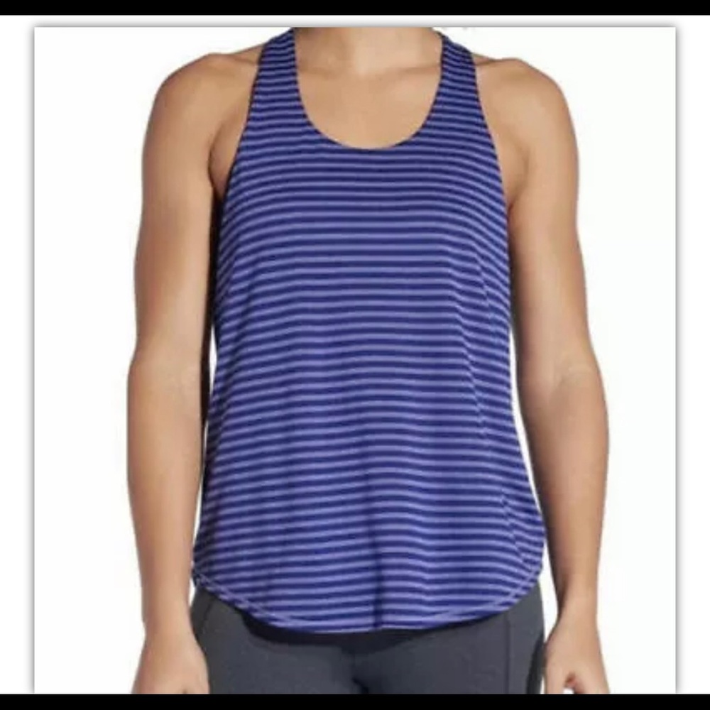 Calia by Carrie Underwood Purple Striped Move Racerback Tank Top Size Small